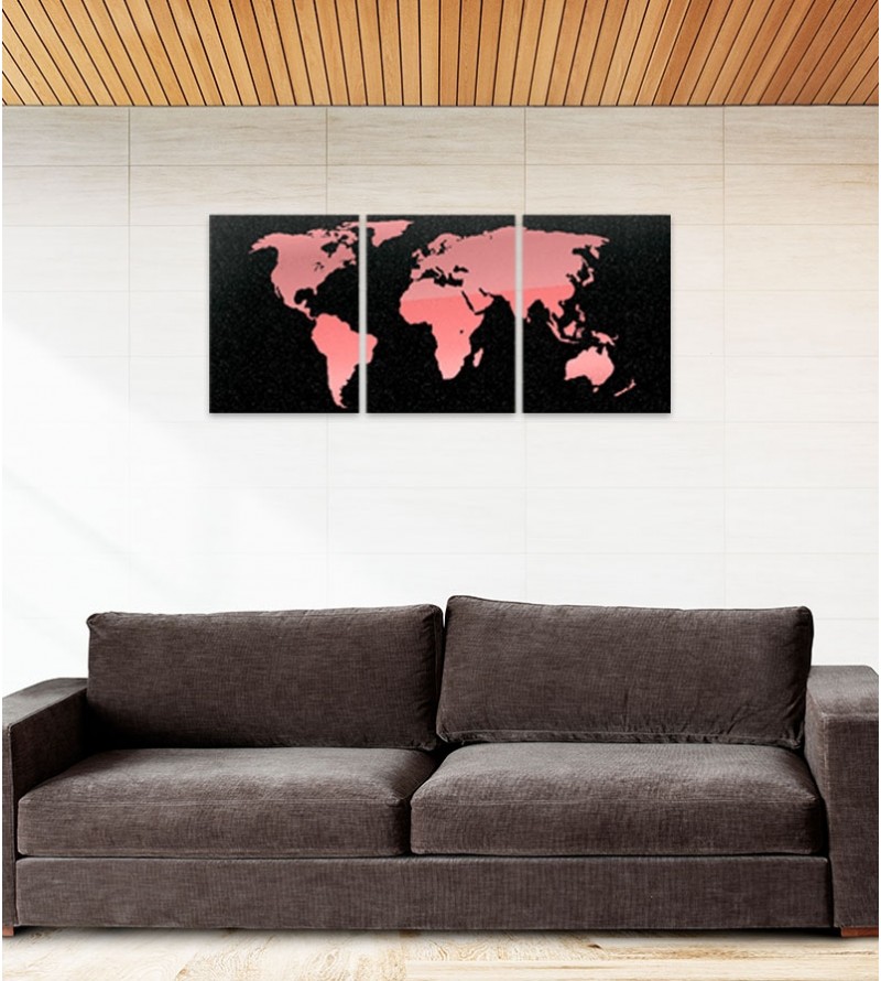 Espelho Mapa-Múndi Acrílico Retangular