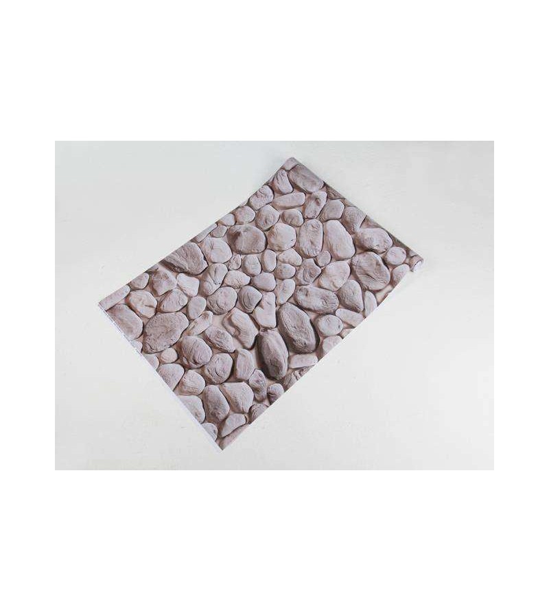 Papel de parede estilo pedras arredondadas em tons acinzentados e bege - Textura 08