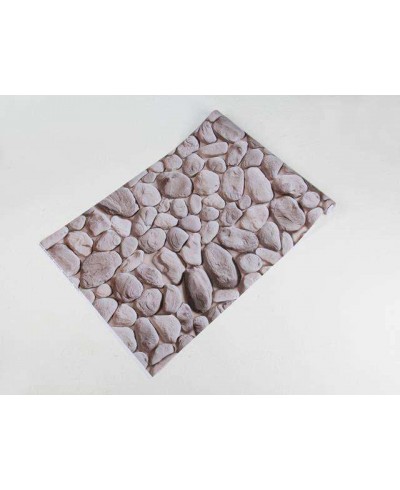 Papel de parede estilo pedras arredondadas em tons acinzentados e bege - Textura 08