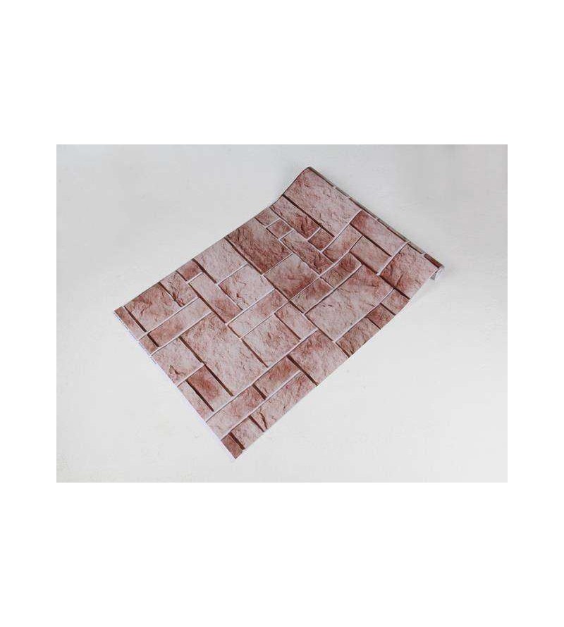 Papel de parede estilo azulejo rustico em tons de marrom e detalhes na cor bege - Textura 32