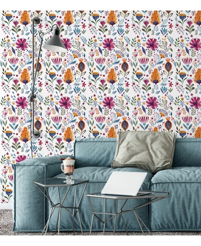 Papel De Parede Adesivo Flores Abstratas