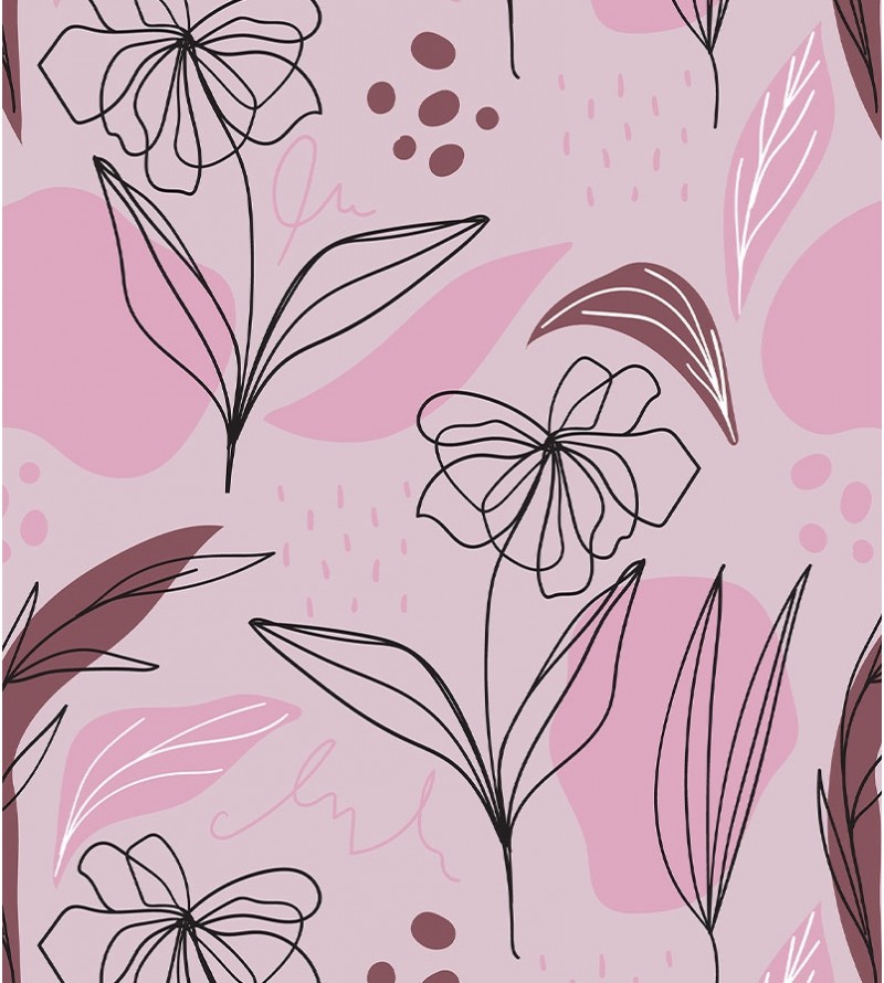 Papel De Parede Adesivo Flores Abstratas Minimalistas