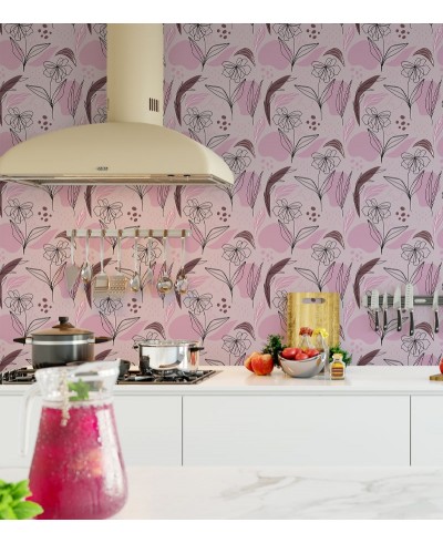 Papel De Parede Adesivo Flores Abstratas Minimalistas