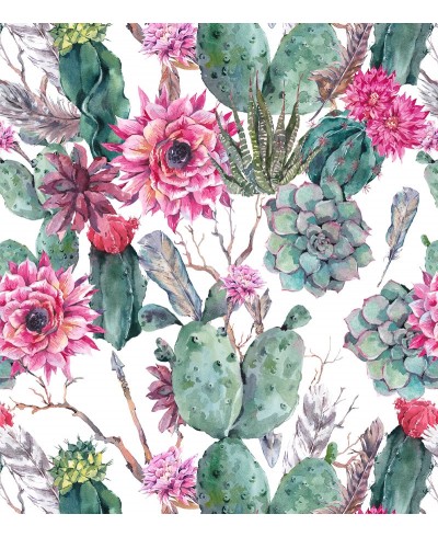 Papel De Parede Adesivo Cactos com Flores