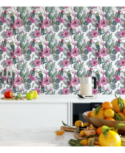 Papel De Parede Adesivo Cactos com Flores