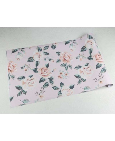 Papel de parede vintage rose floral rosa e azul com fundo rosa claro