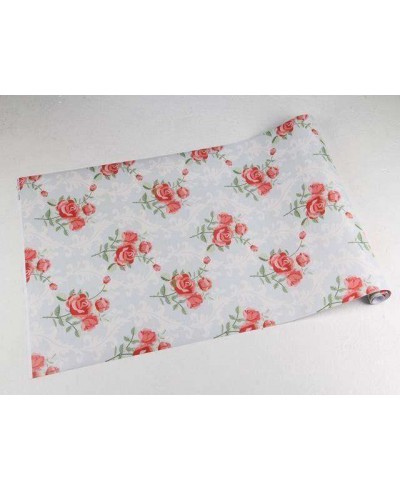 Papel de parede floral romântico rosa e vermelho com fundo cinza e branco