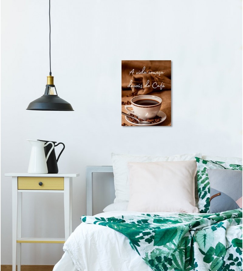 Pôster Escrito "A vida começa depois do café"