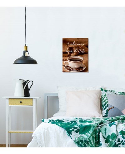 Pôster Escrito "A vida começa depois do café"