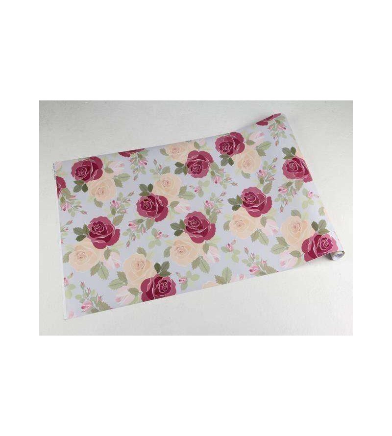 Papel de parede floral romântico bege, bordo, verde musgo e fundo cinza