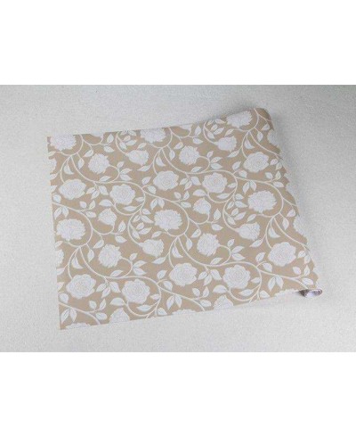 Papel de parede romântico florais brancos e fundo marrom claro