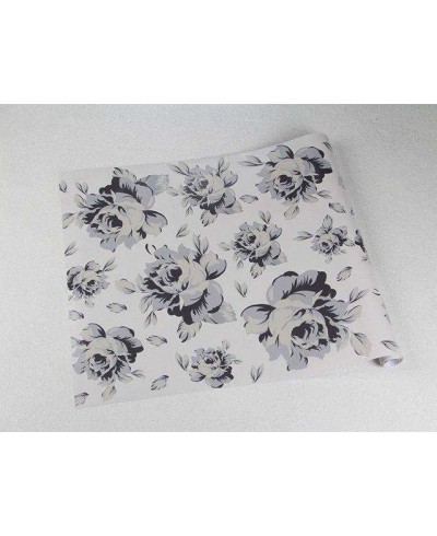 Papel de parede florais cinzas com fundo em branco gelo