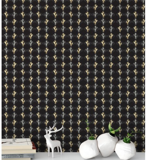 Papel De Parede Adesivo de cavalos amarelos e pratas