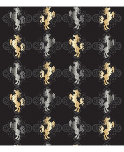 Papel De Parede Adesivo de cavalos amarelos e pratas