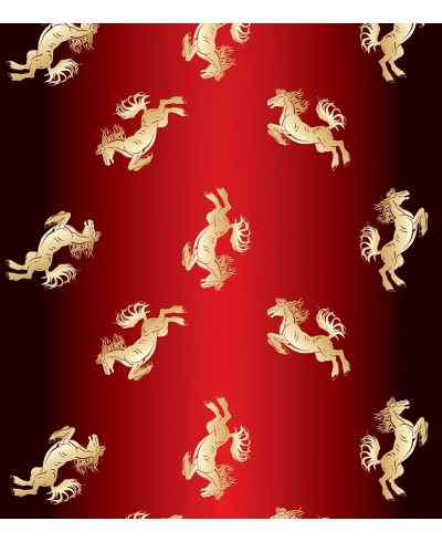 Papel De Parede Adesivo de cavalos dourados em um fundo vermelho