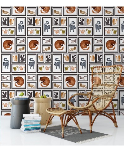 Papel De Parede Adesivo de Gatos Abstratos