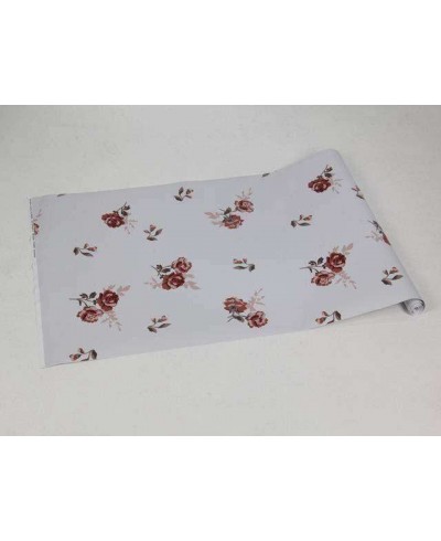 Papel de parede floral com fundo cinza claro e detalhes em tons de marrom, bege e verde musgo - Encanto 20