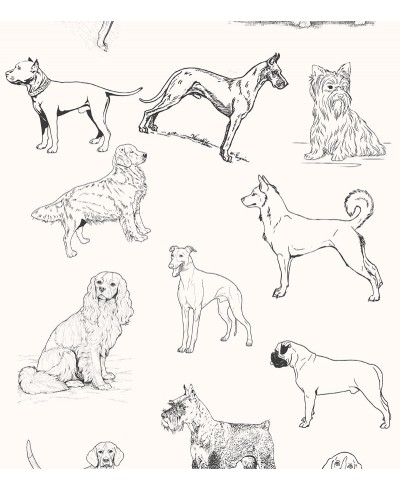 Papel De Parede Adesivo de Cachorros Preto e Branco