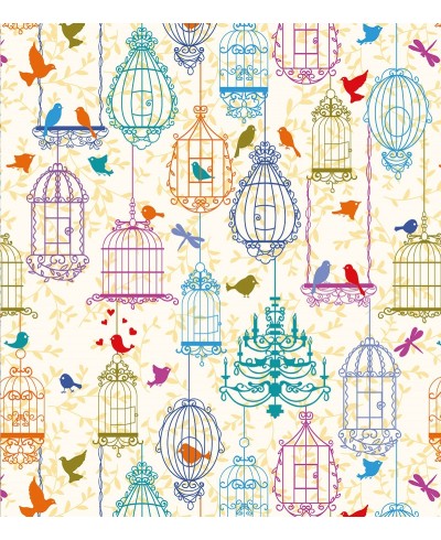 Papel De Parede Adesivo Gaiolas e Pássaros