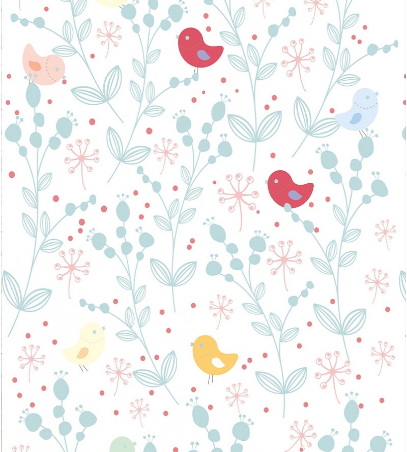 Papel De Parede Adesivo Passarinhos Delicados