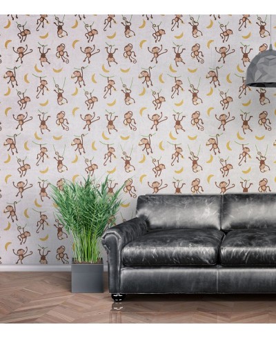 Papel De Parede Adesivo Infantil De Macacos