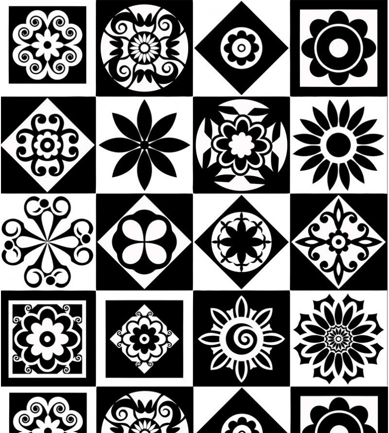 Azulejo Ladrilho Português Preto e Branco