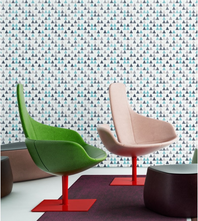 Papel de parede escandinavo em tons de cinza, branco e azul