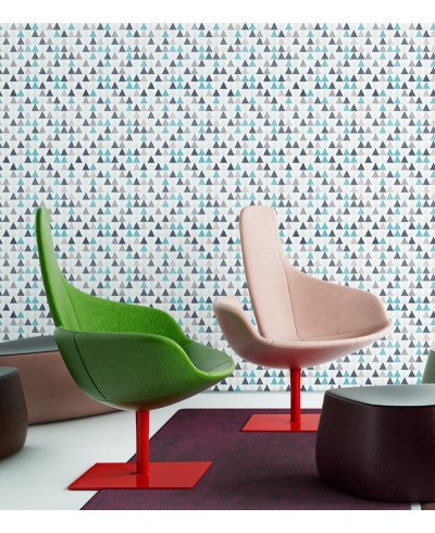 Papel de parede escandinavo em tons de cinza, branco e azul