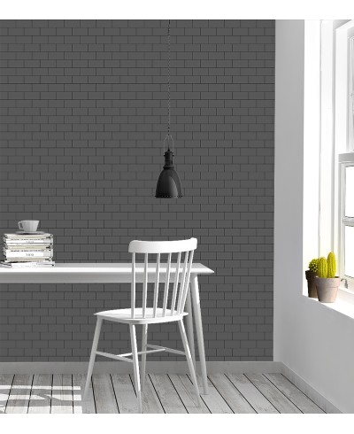 Papel De Parede Adesivo Tijolos em tons de cinza
