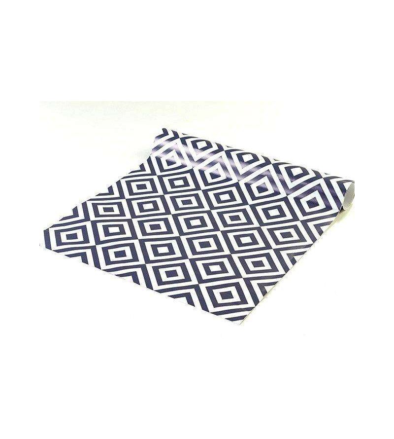 Papel de parede em tons azul marinho e branco - Geométrico 24