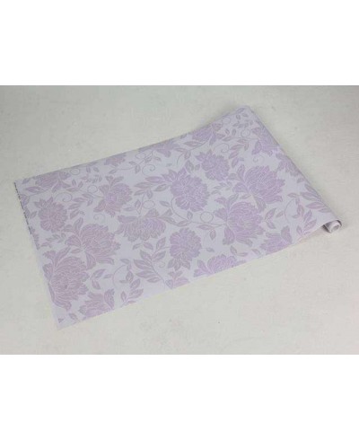 Papel de parede floral com fundo azul claro e desenhos lilas - Glamour 18
