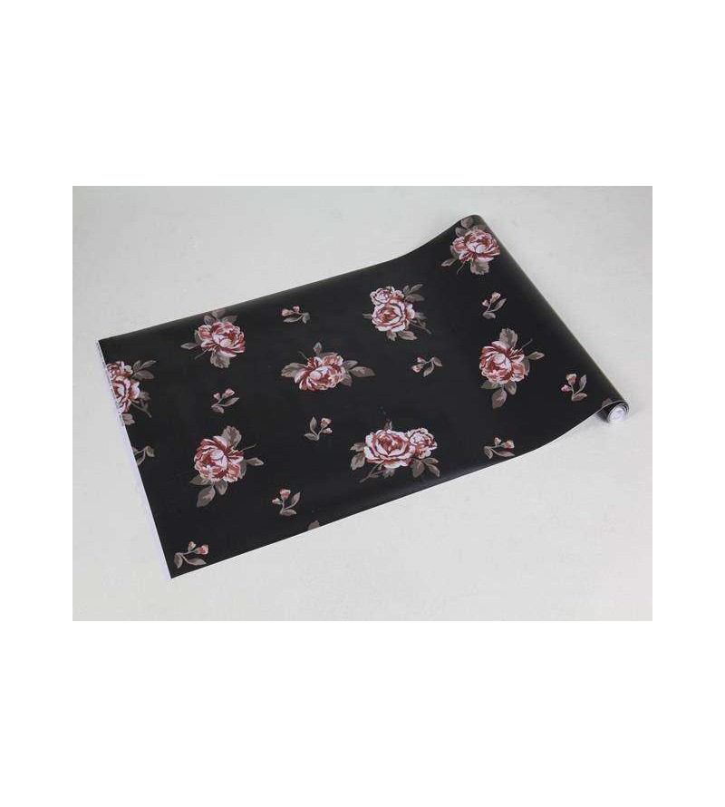 Papel de parede com flores em carmim com detalhes em vermelho desbotado, com folhagem em verde musgo - Luxury 11