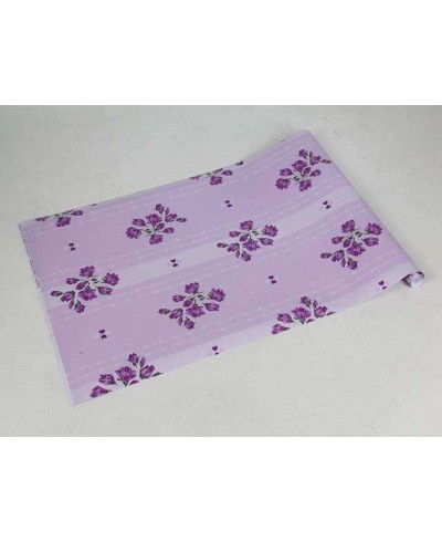 Papel de parede flores em roxo com folhagem em verde musgo, detalhes em rosa - Luxury 12