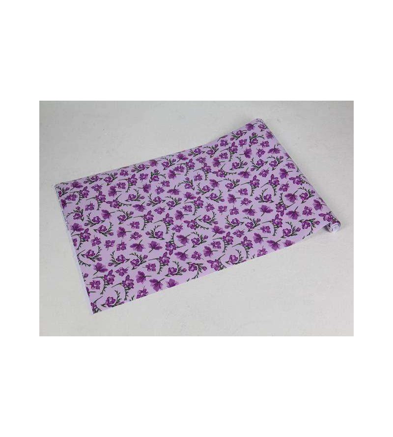 Papel de parede com flores em roxo detalhes verde musgo, fundo em rosa - Luxury 13