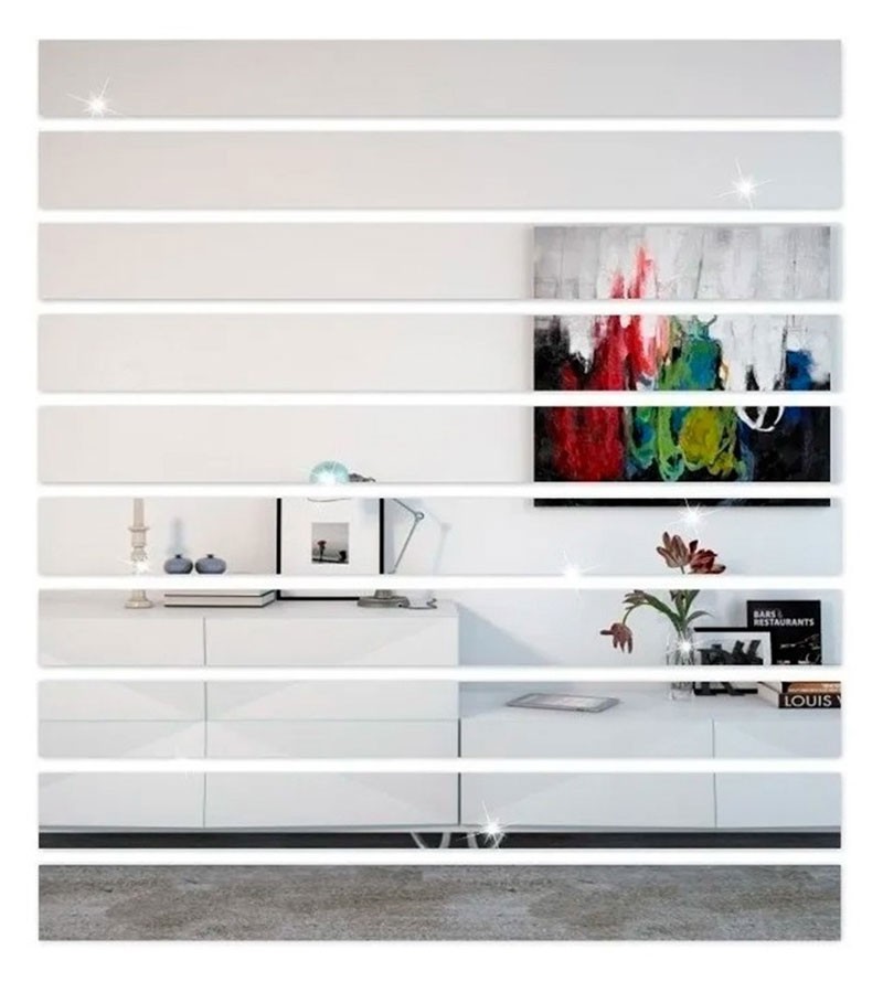 Espelho Decorativo Retângulo Listras Em...