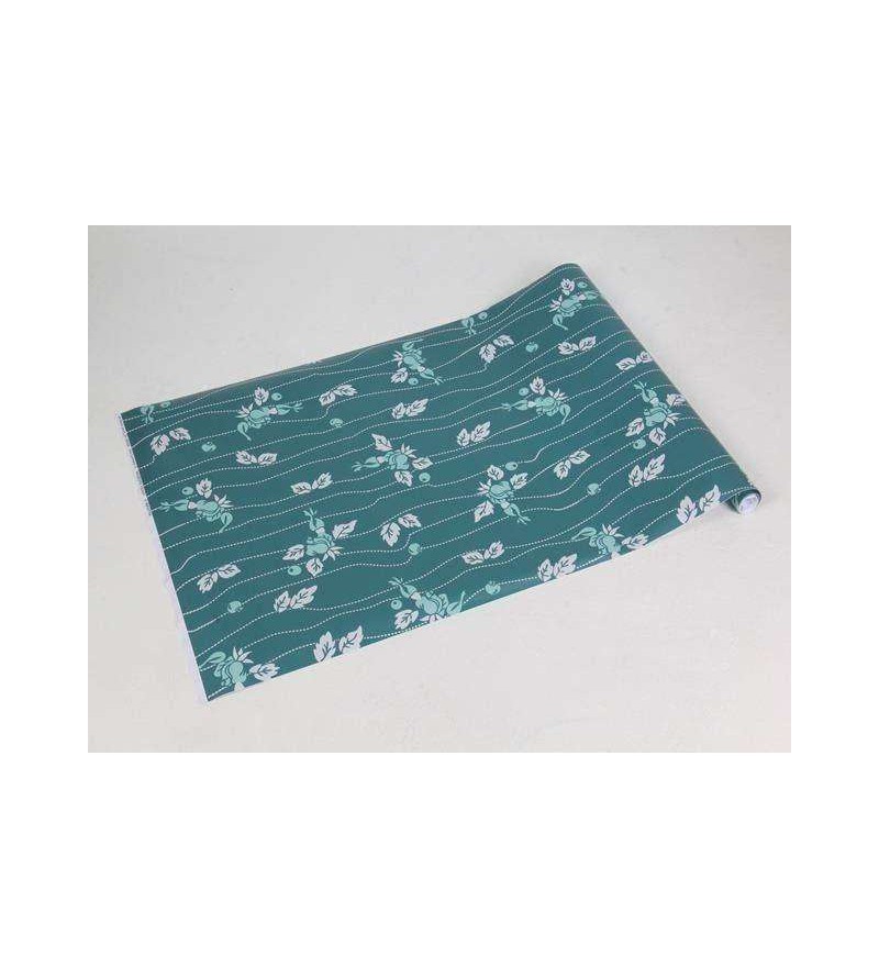 Papel de parede Floral, em detalhes brancos fundo em verde marinho e flores em tons de verde aquamarinho - Luxury 23