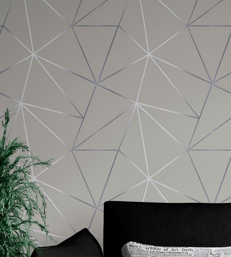 Papel de parede Geométrico Mescla Silver