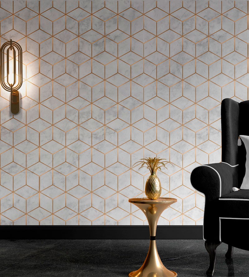 Papel de Parede Diamond Cubo Gold