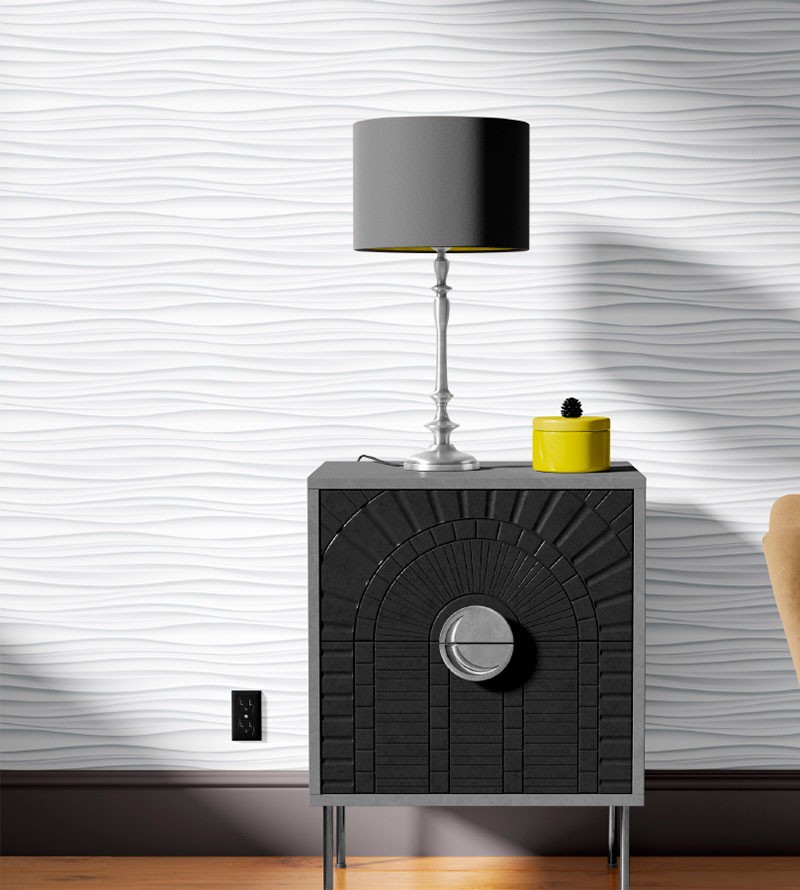 Papel de Parede Ondas Horizontais 3d tons de...