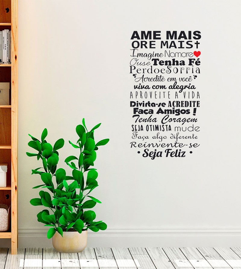 Adesivo Decorativo De Parede Frase Ame Mais Ore...