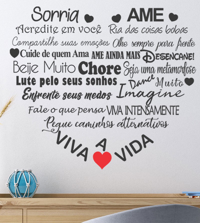 Adesivo Decorativo De Parede Frase Sorria Viva Ame A Vida