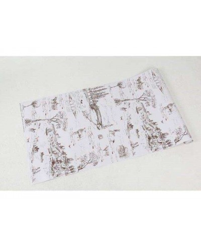 Papel de parede com fundo branco e desenhos em tons marrom escuro - Toile 04