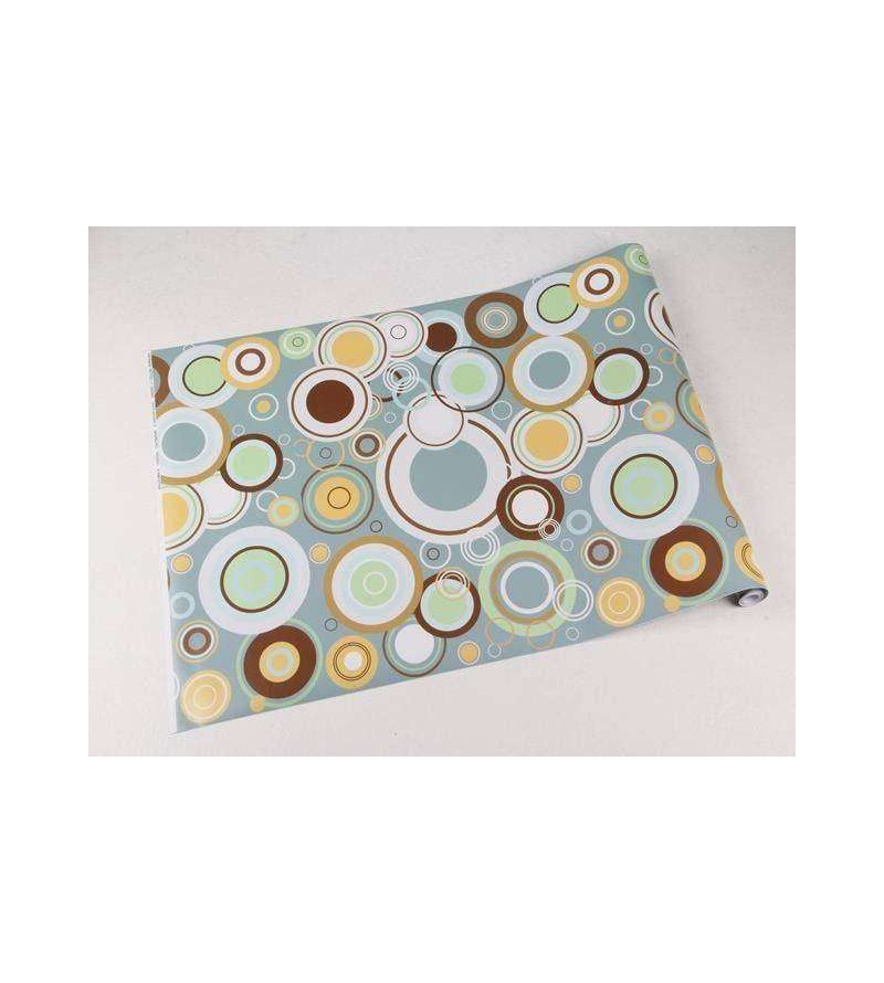 Papel de parede com fundo cinza e detalhes amarelo, verde, azul e branco - Retro 11