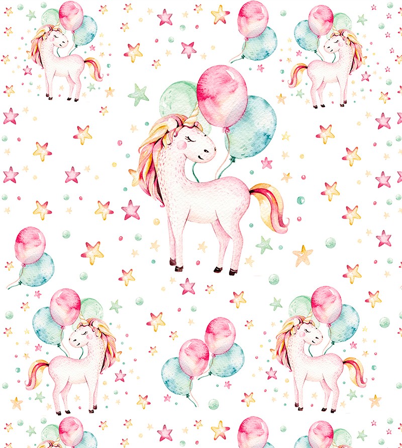 Papel de parede com unicórnios em clima de...
