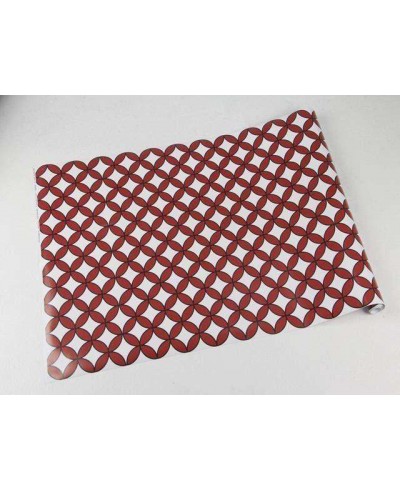 Papel de parede com fundo cinza claro e detalhes em preto e bordo - Retro 51