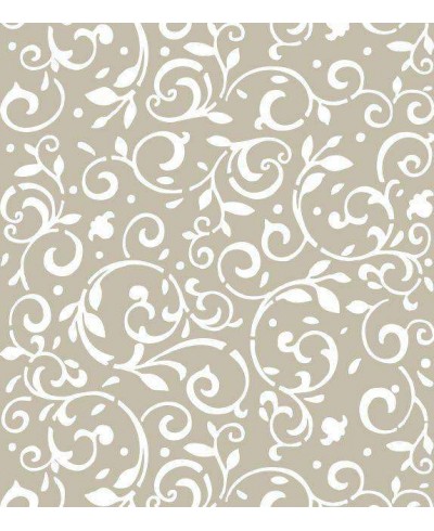 Papel de Parede Arabesco Ornamental nas cores Bege e branco - Ornamental 03