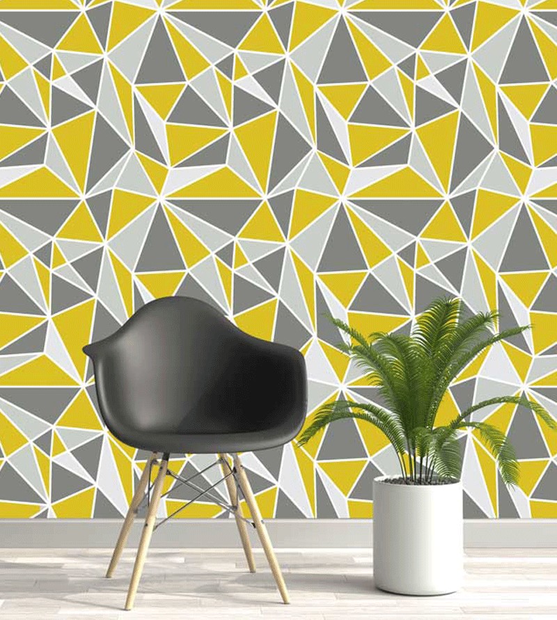 Papel de Parede Triângulos Coloridos Amarelos