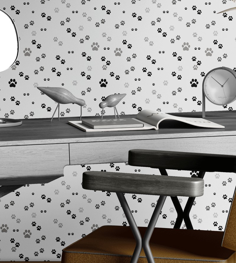 Papel de Parede Temático Patas em fundo branco...