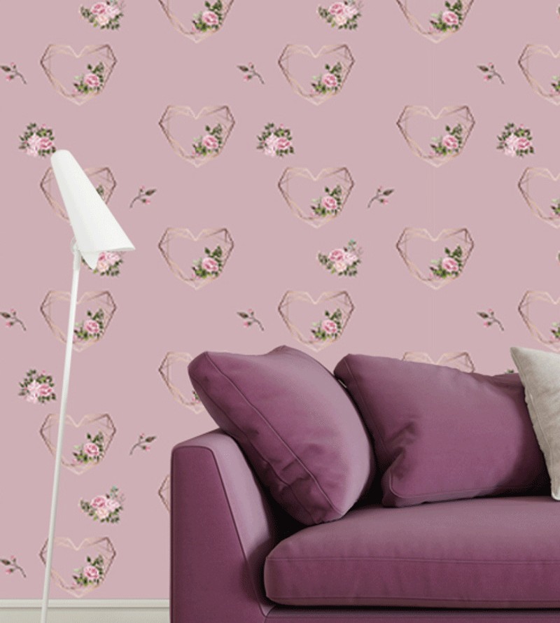 Papel de Parede Flor e Coração Rosê