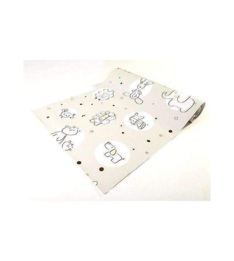 Papel de Parede Bebê Marrom Claro Animais